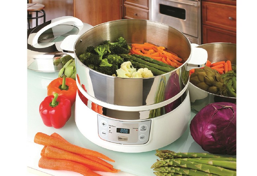 Kitchen & Entertaining Euro-Cuisine, Inc | 2-Tier Stainless Steel Electric Food Steamer