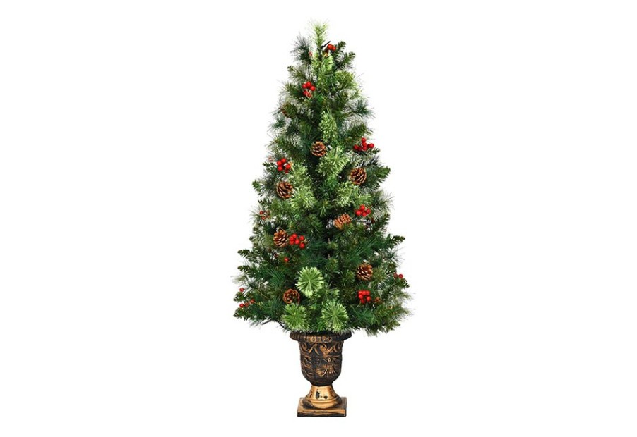 Home GoPlus (Costway) | Led Christmas Tree With Red Berries Pine Cones