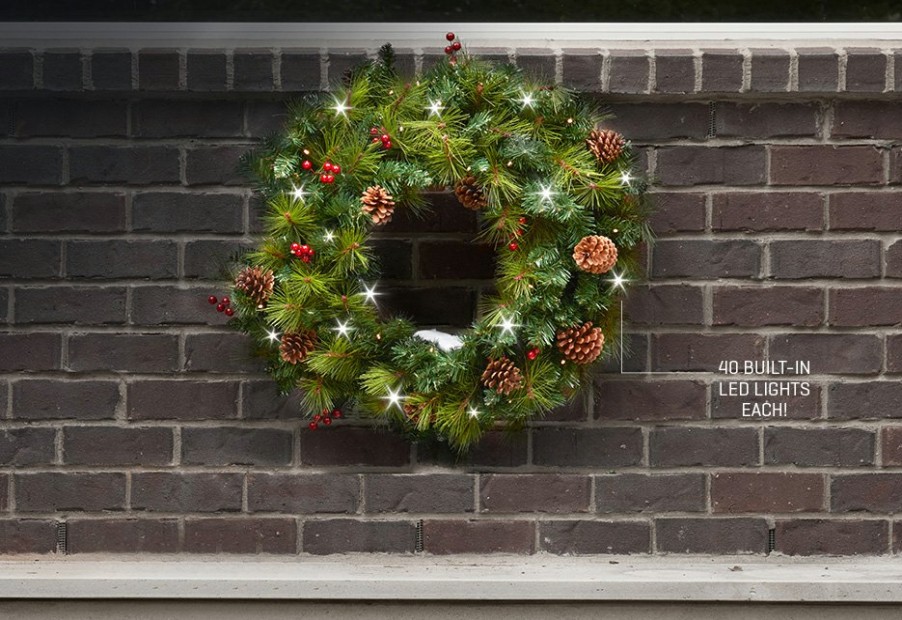 Outdoor Living Camelot SI, LLC | 30" Cordless Pre-Lit Indoor/Outdoor Wreath