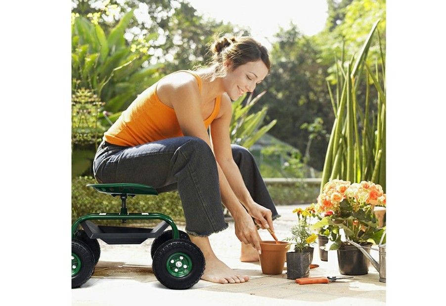 Outdoor Living GoPlus (Costway) | Heavy Duty Rolling Garden Seat