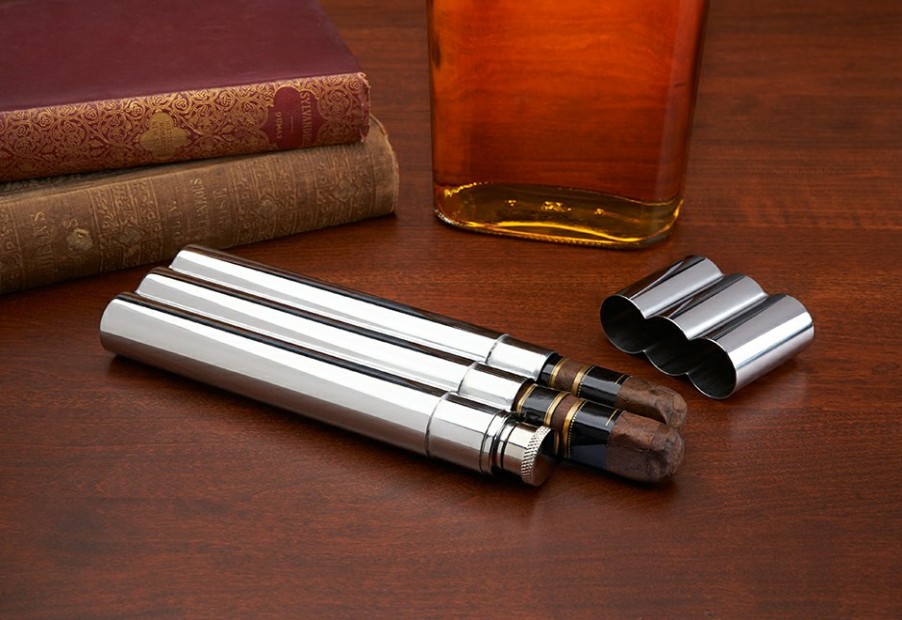 Man Cave Bey-Berk International Inc | Double Cigar Holder And Flask