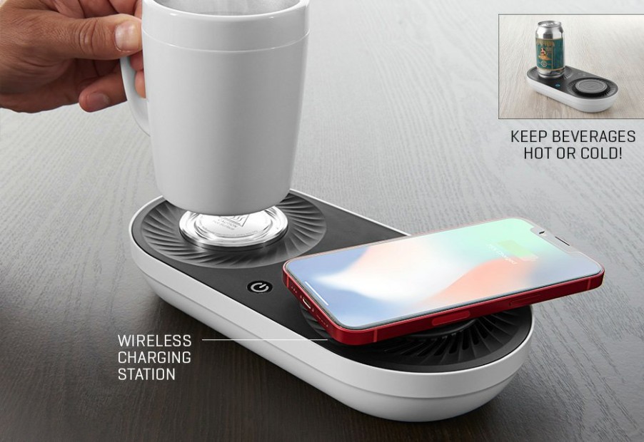 Man Cave Sharper Image | Heating/Cooling Beverage Base With Wireless Charging By Sharper Image